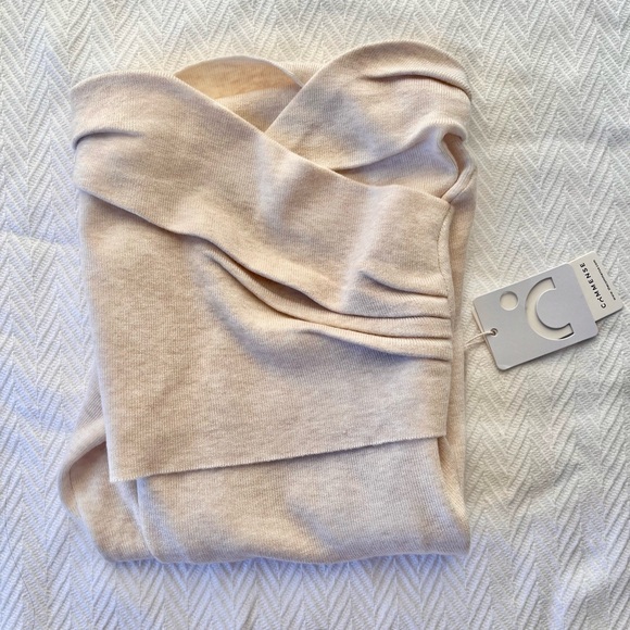 Off-Shoulder Wrap Long Sleeve Knit Top - Apricote - Picture 5 of 8